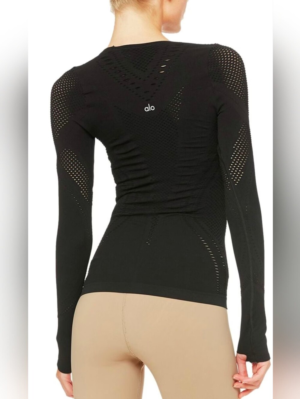 Alo Yoga Lark Mesh Long Sleeve Top Sz M